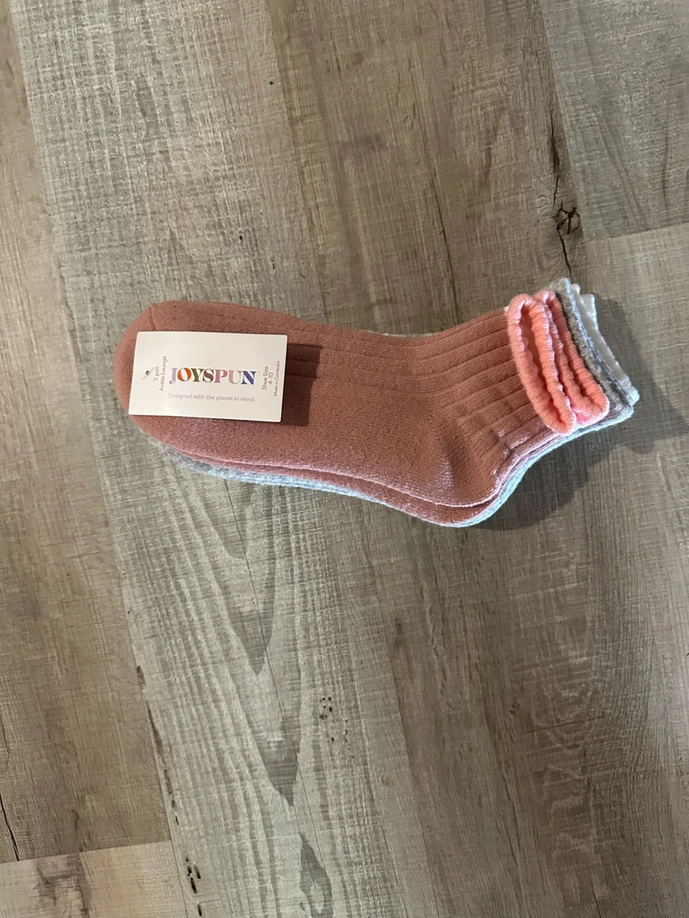 Joyspun Men's Casual Ankle Socks - Coral Pink & Light Gray - 3 Pack
